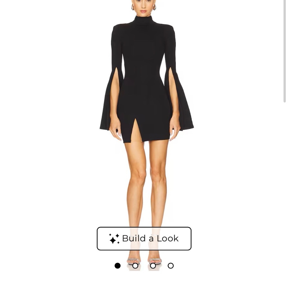 Revolve Chic Black Mini Dress with Dramatic Sleeves